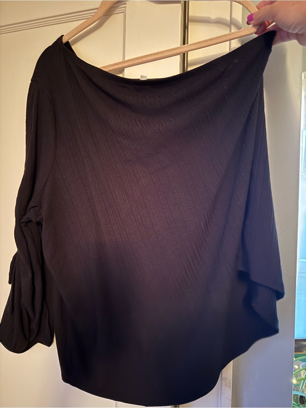 Maurices Off the Shoulder Black Ribbed Knit Top